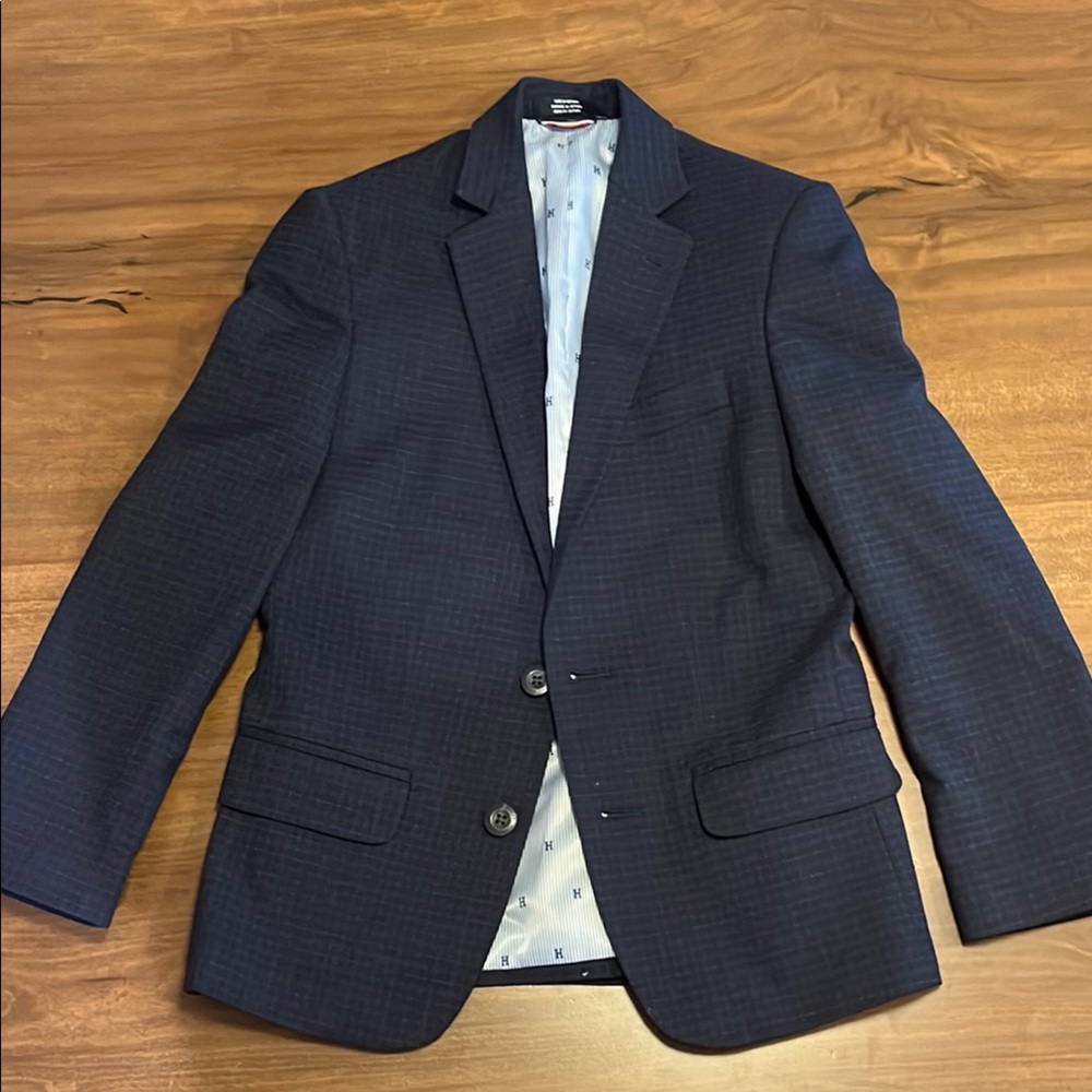 Boys Navy Check Blazer